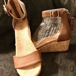 BNIB Size 8.5 Ugg wedge heels with back zip& tassel